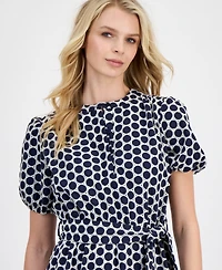 T Tahari Women's Embroidered Tie-Waist Midi Dress