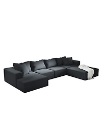 Streamdale Furniture Modern Upholstered Sectional Sofa Couch Set, 132" L-Shaped