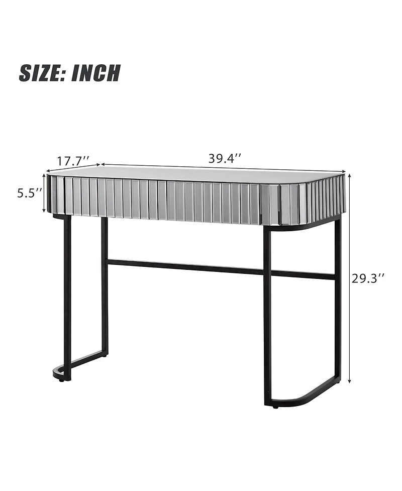 Streamdale Furniture + Vanity Table + Stainless Steel + Mirrored + Drawers