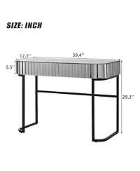 Streamdale Furniture + Vanity Table + Stainless Steel + Mirrored + Drawers