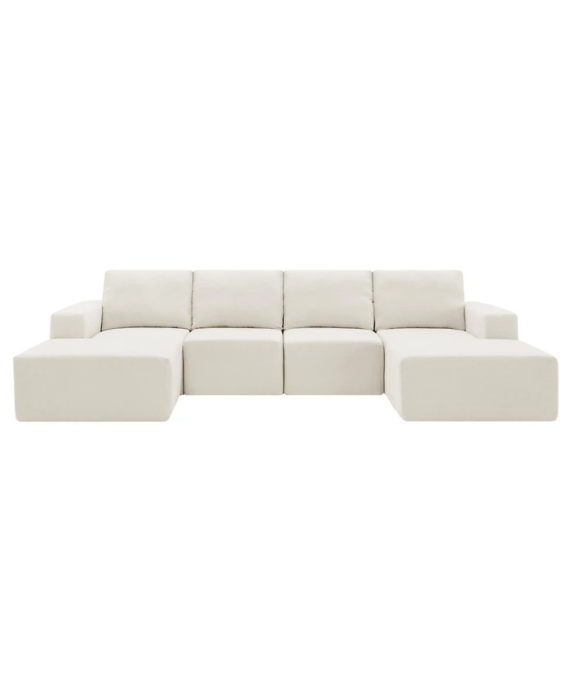 Streamdale Furniture Modular U-Shaped Chenille Sectional Sofa with Ottomans