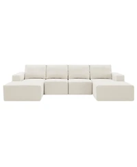 Streamdale Furniture Modular U-Shaped Chenille Sectional Sofa with Ottomans