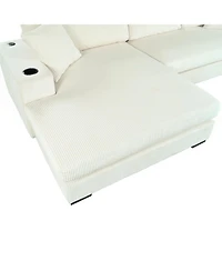 Streamdale Furniture Large Sectional Sofa Thick Cushions Cup Holders & Charging