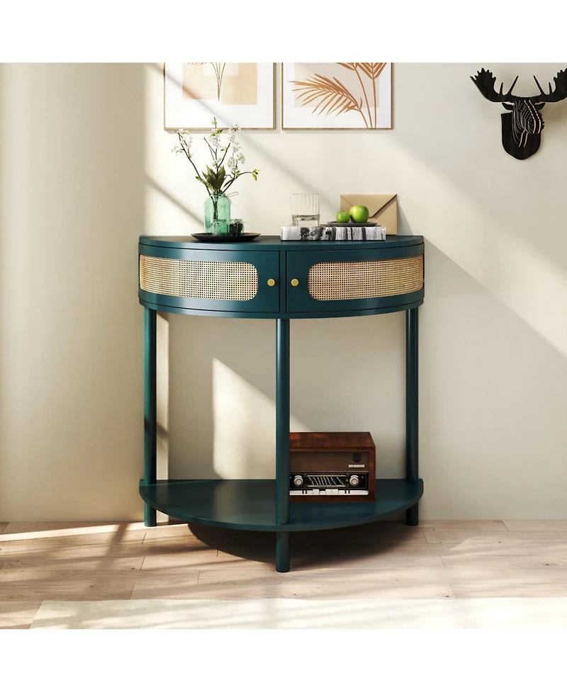 Streamdale Furniture Rattan Door Half Moon End Table