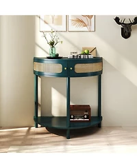 Streamdale Furniture Rattan Door Half Moon End Table