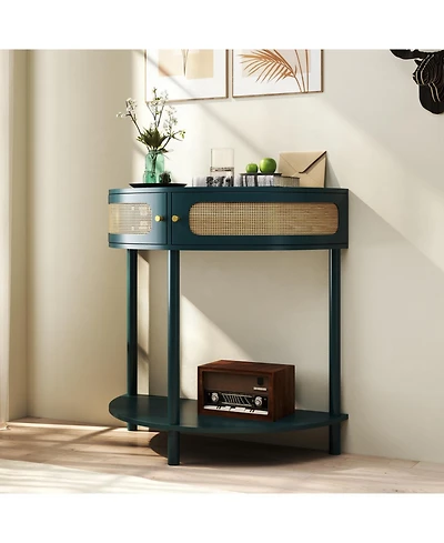 Streamdale Furniture Rattan Door Half Moon End Table