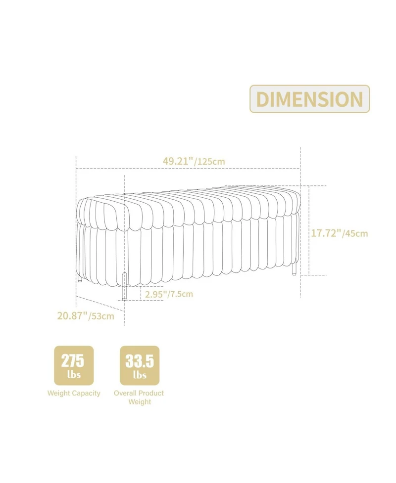 Streamdale Furniture Faux Fur Flip Top Storage Bench - Beige