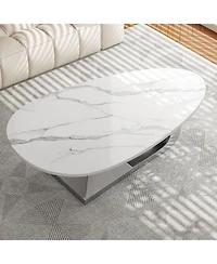 Streamdale Furniture Sintered Stone Coffee Table with Stainless Steel Base