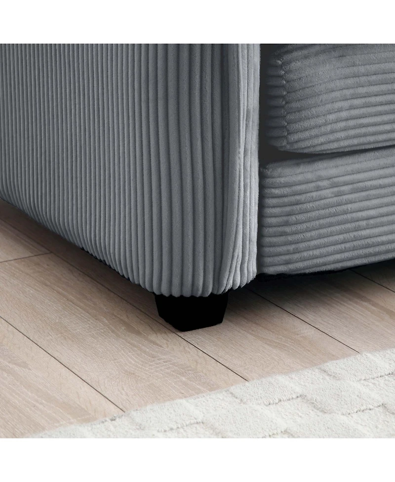 Streamdale Furniture Grey Corduroy 2-Seater Sofa with Ottoman