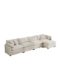 Streamdale Furniture Corduroy Sectional Sofa with Ottoman
