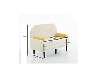 Streamdale Furniture Ivory Corduroy Loveseat Sofa Bed with Storage & Usb