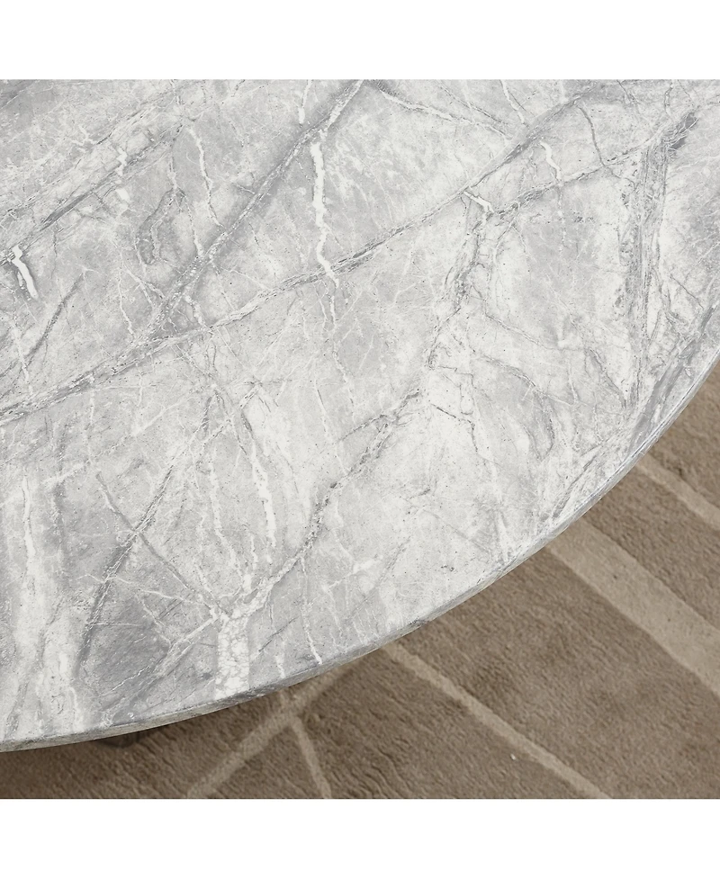 Streamdale Furniture 47" Round Faux Marble Dining Table, Stainless Steel Base