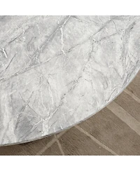 Streamdale Furniture 47" Round Faux Marble Dining Table, Stainless Steel Base