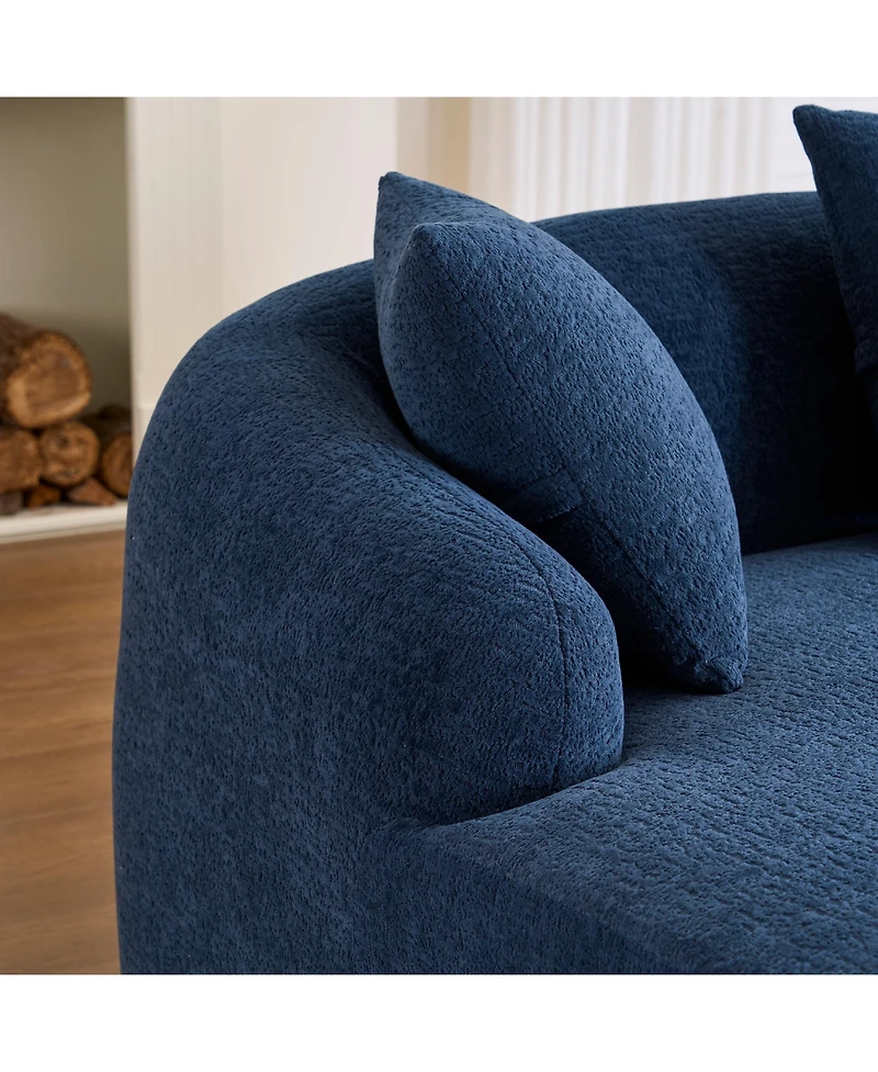 Streamdale Furniture Streamdale Navy Blue Chenille Sectional Sofa with Curved Chaise