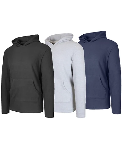 Blue Ice Men's Waffle Knit Thermal Pull-On Hoodies, 3-Pack