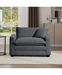 Streamdale Furniture Grey Corduroy Deep Seat Chair with Pillow