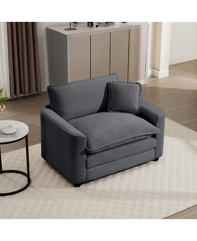 Streamdale Furniture Grey Corduroy Deep Seat Chair with Pillow