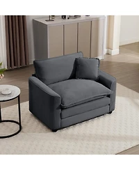 Streamdale Furniture Grey Corduroy Deep Seat Chair with Pillow