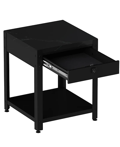 Streamdale Furniture Square Double-Layer Coffee Table - Hidden Compartment & Fingerprint Lock