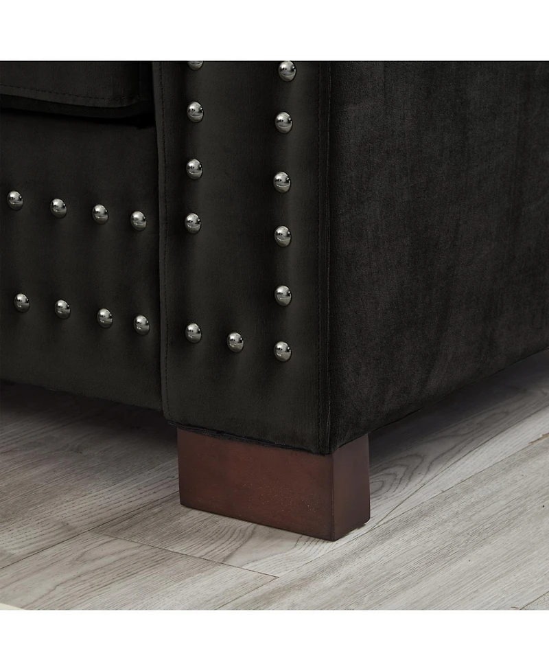 Streamdale Furniture Modern Velvet Loveseat Sofa - Black