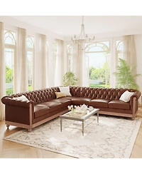 Streamdale Furniture Comfy Large Sectional Sofa with Wooden Legs, Retro Style for Living Room