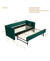 Streamdale Furniture Emerald Velvet Daybed - Modern Diamond Design