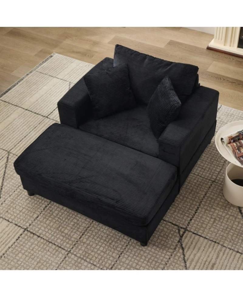 Streamdale Furniture Chaise Lounge Sofa Bed with Ottoman & Pillows