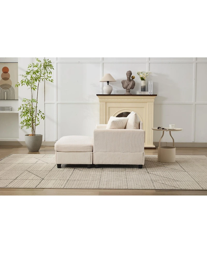 Streamdale Furniture Chaise Lounge with Storage Ottoman & Pillows