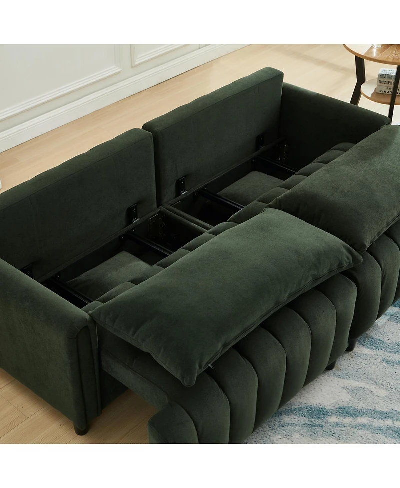 Streamdale Furniture Streamdale 83" Futon Sofa Bed with Pillows, Convertible Sleeper, Dark Green
