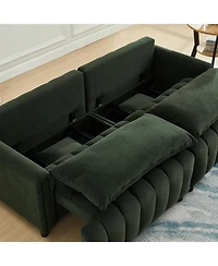Streamdale Furniture Streamdale 83" Futon Sofa Bed with Pillows, Convertible Sleeper, Dark Green