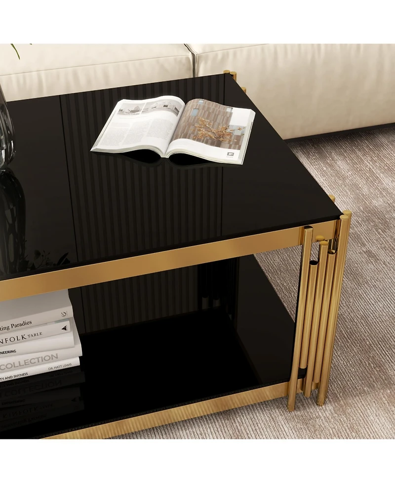 Streamdale Furniture 47" Gold Glass Double-Layer Coffee Table