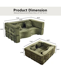 Streamdale Furniture 71" Folding Sofa Bed - Plush, High-Density Foam