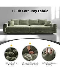 Streamdale Furniture Corduroy 4-Seat Sofa, Modern Comfy Cloud Couch with Pillows, Green