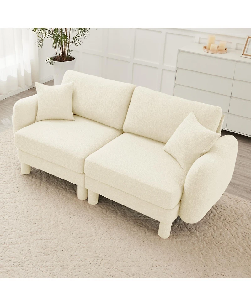 Streamdale Furniture 2-Seater Beige Boucle Shell Armrests Loveseat