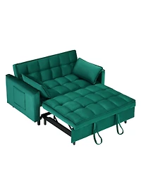 Streamdale Furniture 55" Green Velvet Sofa with Pockets & Convertible Design