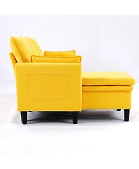 Streamdale Furniture L-Shaped Sectional Sofa w/ Storage - Yellow Cotton-Linen