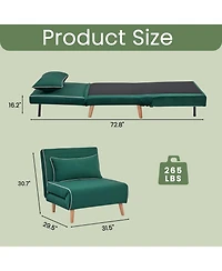 Streamdale Furniture Velvet Foldable Sofa Bed Set - Adjustable Backrest, Green