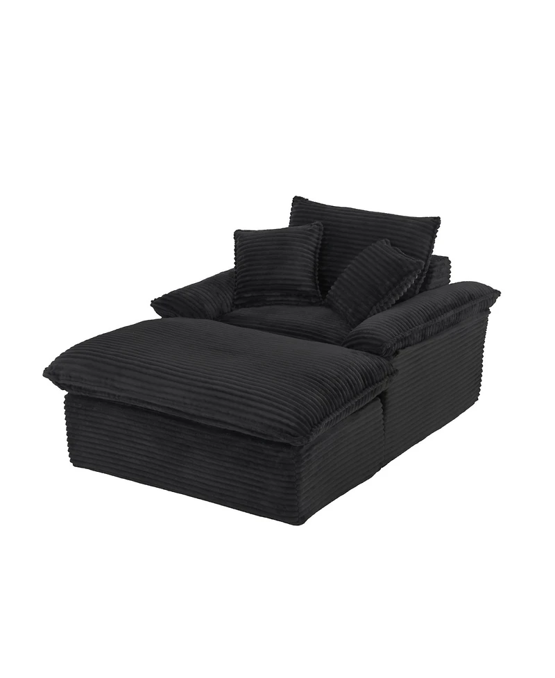 Streamdale Modern Cushioned Sofa with Footrest - Black