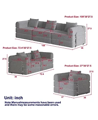 Streamdale Furniture + 6-Seater + Chenille + Convertible with Storage + Sofa Bed