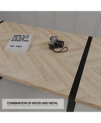 Streamdale Furniture 59" Modern Industrial Dining Table, Light Wood, Seats 4-6