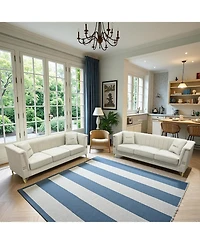 Streamdale Furniture Cream Velvet Tufted Sofa Set