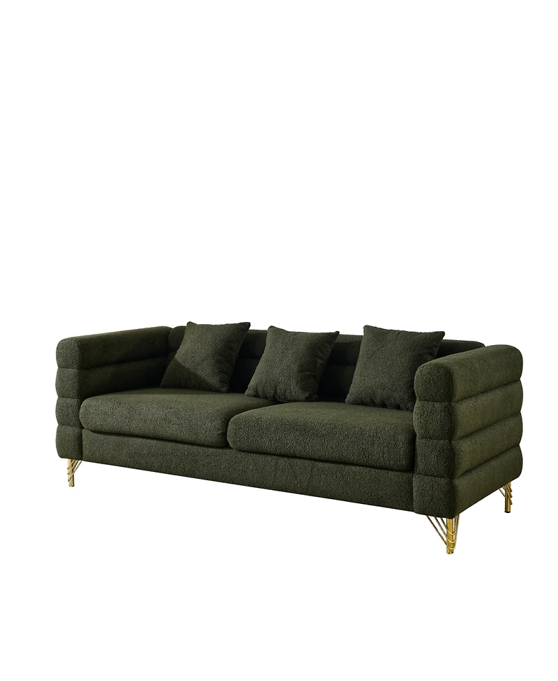 Streamdale Furniture 81" Oversized 3-Seater Sectional Sofa, Green Teddy