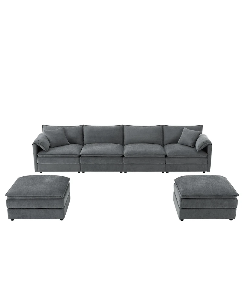 Streamdale 136" Chenille U-Shaped Sectional Sofa with Ottomans