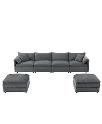 Streamdale 136" Chenille U-Shaped Sectional Sofa with Ottomans