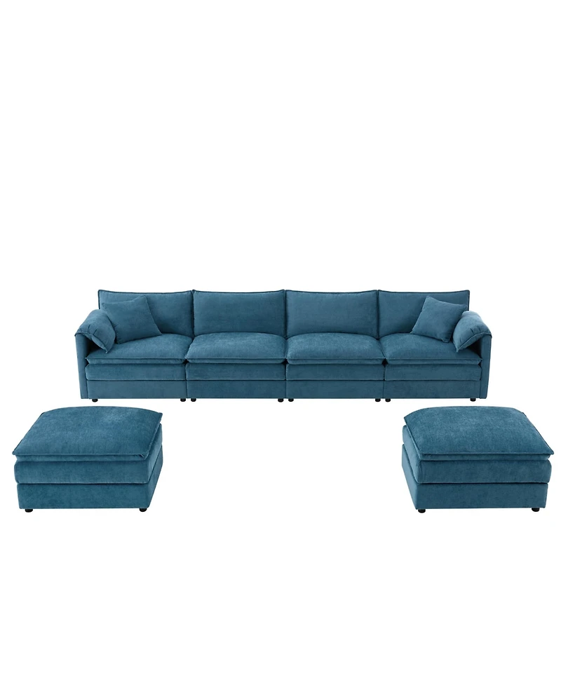 Streamdale 136" Chenille U-Shaped Sectional Sofa with Ottomans