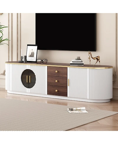 Streamdale Furniture 71" Modern Tv Stand - 3 Drawers, Shelf & Cabinets