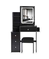 Streamdale Furniture Streamdale Vanity Table, Stool, and Led Mirror with Power Station