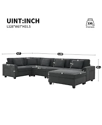 Streamdale Furniture 6-Seat U-Shaped Sectional Sofa with Ottoman, Storage, and Charging Ports