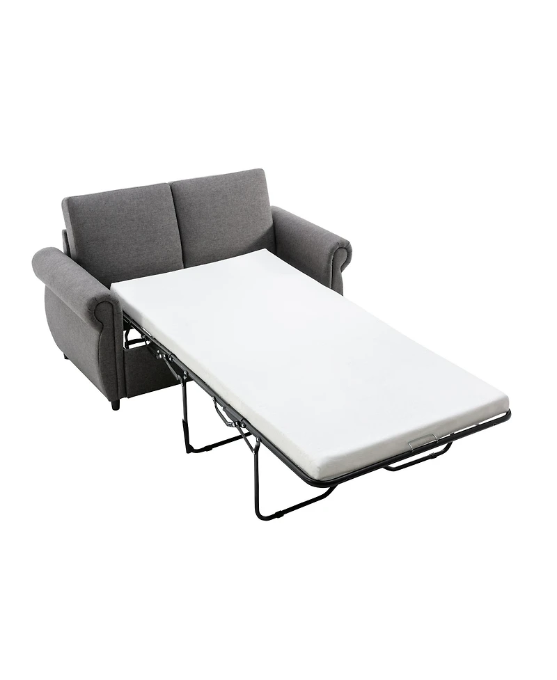 Streamdale 57.9" Pull Out Sofa Bed Loveseat Sleeper with Twin Memory Mattress Two Usb Ports for Living Room Spaces