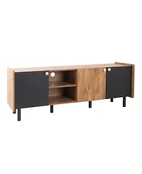 Streamdale Furniture Mid Century Tv Console 3 Cabinets, up to 70" TVs, Storage for Living/Bedroom